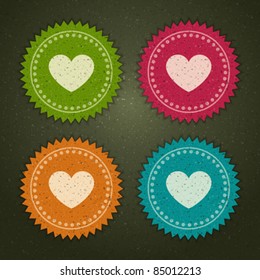 Retro labels set with heart shape vector illustration Eps 10.