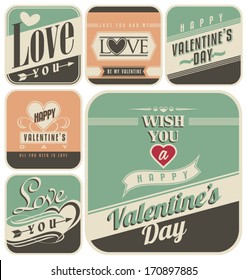 Retro labels for Valentines Day. Vector vintage love posters collection.