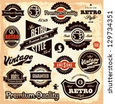 Retro labels. Vintage labels collection. Premium Quality Guarantee vintage styled signs set.