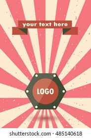 Retro label.Vintage logo Banner with red ribbon. Text and logo template. Isolated. Vector Illustration. Flat design.