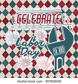 Retro Labor day digital design, vector illustration eps 10