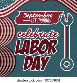 Retro Labor day digital design, vector illustration eps 10