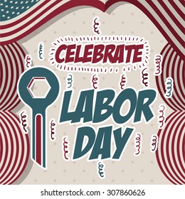 Retro Labor day digital design, vector illustration eps 10