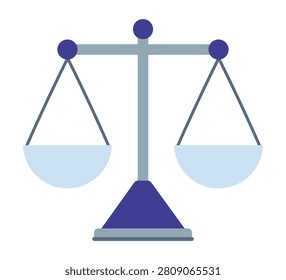 Retro laboratory scales. Hand drawn vector flat. Weight measuring device. Chemistry classroom equipment. Medical research instrument. Color illustration.