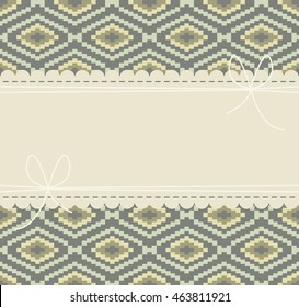 Retro lace frame with hipster ornamental background can be used for invitation, greeting card , baby shower and more designs.
