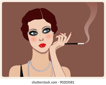 Retro Lady Smoking A Cigarette