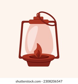 Retro Lamp. Kerosene Lamp isolated on a beige background. Vector illustration. Vintage aesthetic.