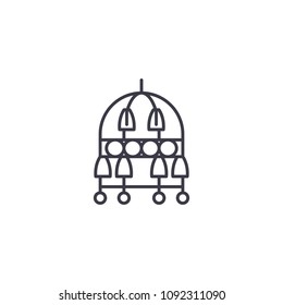 Retro lamp linear icon concept. Retro lamp line vector sign, symbol, illustration.