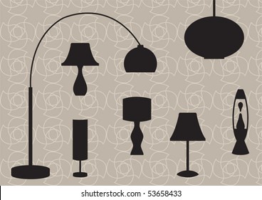 Retro lamp silhouettes