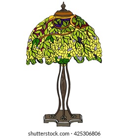 retro lamp.modernist style.Nouveau chandelier.vintage object.isolated.color.yellow flowers