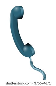 Retro Land Line Phone Blue. Call Us Illustration Isolated On White Vector. All Elements Sorted And Grouped In Layers