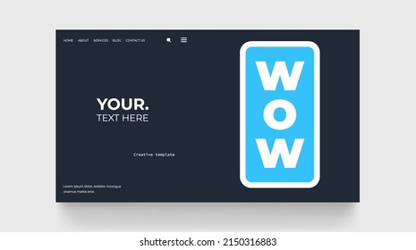 Retro landing page with text on black background. 80's style cute element