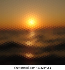 Retro landscape pattern of geometric shapes. Colorful mosaic. Triangle background