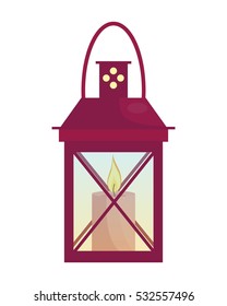 Retro lantern with candles. Vector illustration. cartoon style