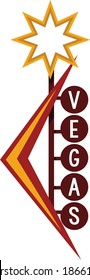 Retro Las vegas sign star clip art vector illustration on transparent background