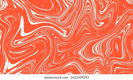 Retro Lava Marble Horizontal background. Tangled liquid texture with nostalgic burnt orange heat and creamy white color. 1920x1080 ratio. Vector