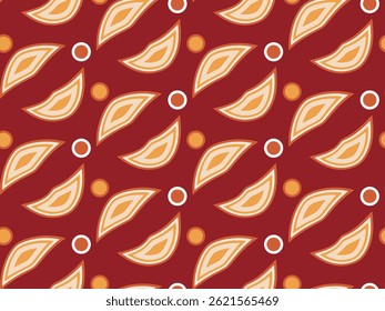 Retro Folha Motif Padrão sem emenda com cores quentes