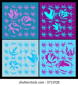 retro leaf vector pattern