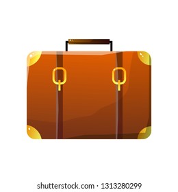 Retro Leather Suitcase, Traveler Luggage, Travel concept Vector Illustration