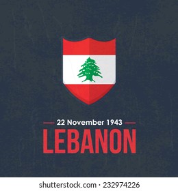 Retro Lebanese Republic National Celebration Card, Flat Background, Badges Vector Emblem