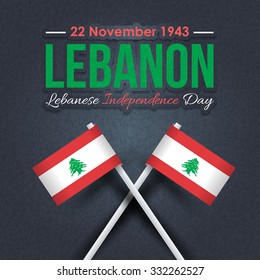 Retro Lebanese Republic National Celebration Card, Grunge Background, Badges Vector Emblem