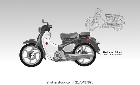 retro legend bike vector design cartoon scetch style