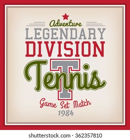 Retro Legendary Division Tennis Badge Varsity Style