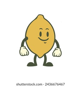 retro lemon character vintage vector illustration template design