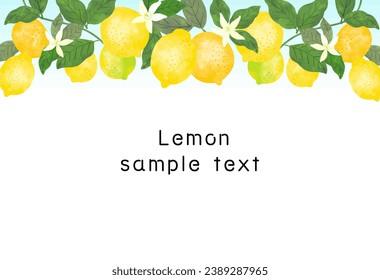 Retro Lemon Frame Illustration Material with a Watercolor Feel
