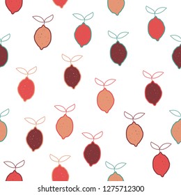 Retro lemon repeat pattern. Vector illustration.