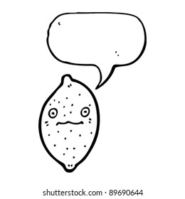 retro lemon with speech bubble cartoon character