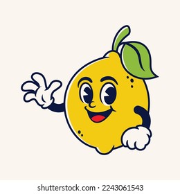 retro lemonade cartoon mascot design vector.