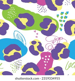 Retro leopard animal dots and geometric shapes. Seamless pattern colorful repeating texture background vector illustration design.