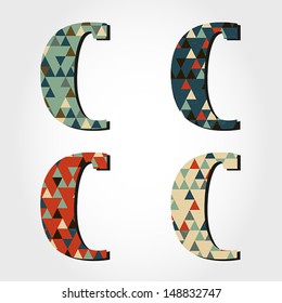 retro letter C, triangular alphabet