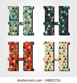 retro letter H, triangular alphabet