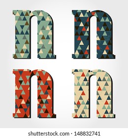 retro letter N, triangular alphabet