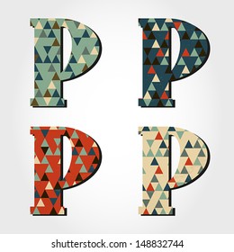 retro letter P, triangular alphabet