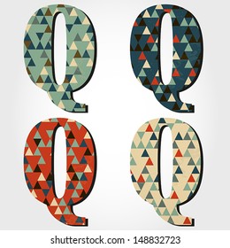 retro letter Q, triangular alphabet