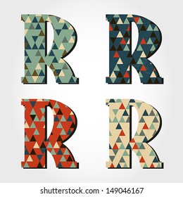 retro letter R, triangular alphabet