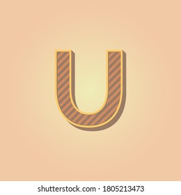 Retro letter U with grunge texture. Vector illustrator