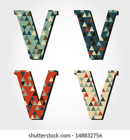 retro letter V, triangular alphabet