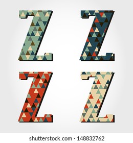 retro letter Z, triangular alphabet