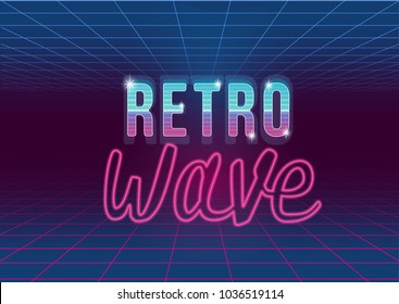 Retro lettering design, synth space, vector illustration