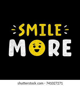 Retro lettering. Vintage typography. Smile more. Quote for banner. Hand drawn phrase.