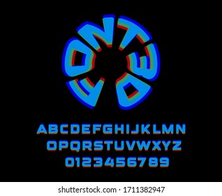 letras y números retro conjunto de efecto 3d estéreo, escritura azul y rojo tipo vector tipografía