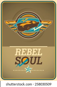 Cartaz de estilo de vida retrô com emblema. Ilustração vetorial.