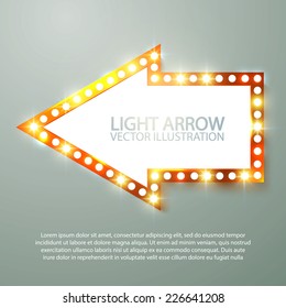 Retro light arrow. Vector illustration 