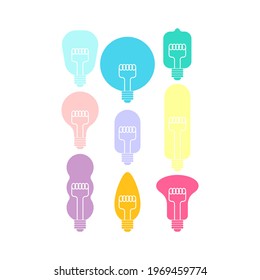 Retro light bulb set. vintage lightbulb vector illustration