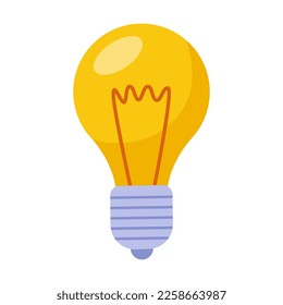 Retro light bulb vector illustration. Electric bulb glowing brightly isolated on white. Electricity concept