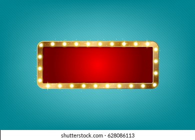 Retro light horizontal sign. Vintage style banner with copy space. Vector illustration.